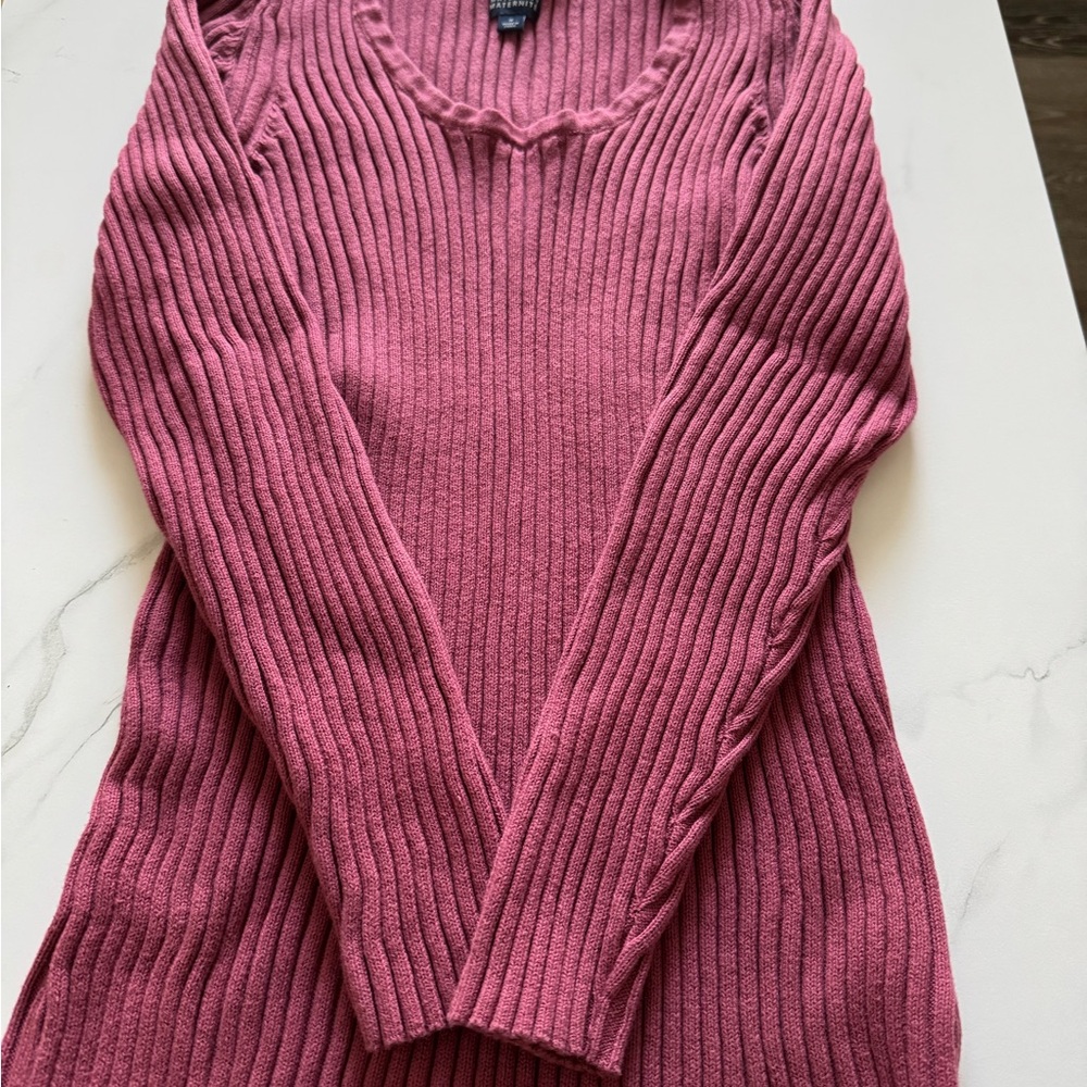 GAP Maternity Blush Pink V-Neck Sweater Ribbed Knit
